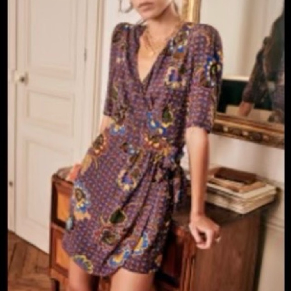 Sezane  Doha Floral Midi Wrap Dress - Picture 3 of 3